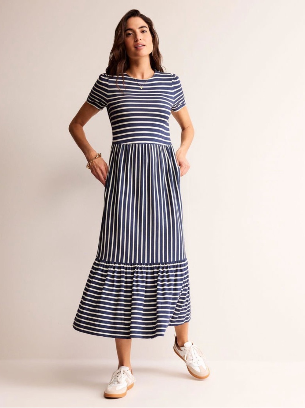 BODEN Emma Tiered Jersey Midi Dress